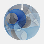 Moderne Abstrakte blaugraue Fraktal Grafik Ornament Aus Glas (Rückseite)