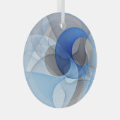 Moderne Abstrakte blaugraue Fraktal Grafik Ornament Aus Glas (Vorderseite Rechts)