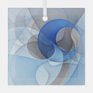 Moderne Abstrakte blaugraue Fraktal Grafik Ornament Aus Glas