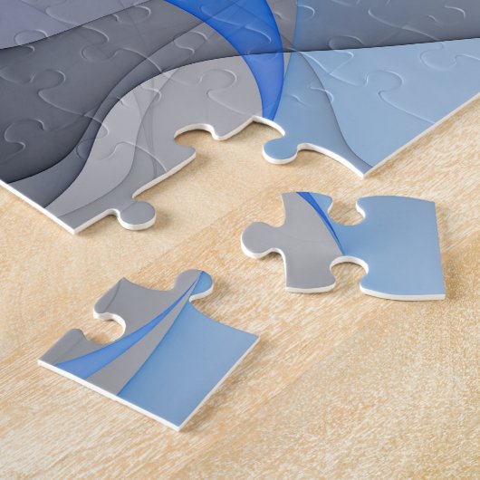Moderne Abstrakte blaugraue Fraktal Grafik Puzzle (Seite)