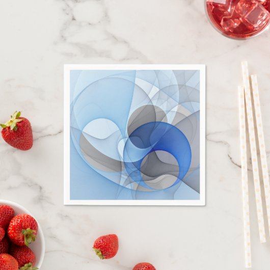 Moderne Abstrakte blaugraue Fraktal Grafik Serviette (Beispiel)