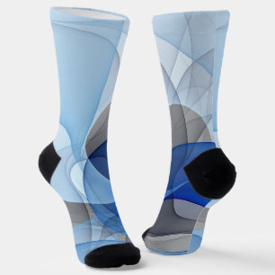 Moderne Abstrakte blaugraue Fraktal Grafik Socken