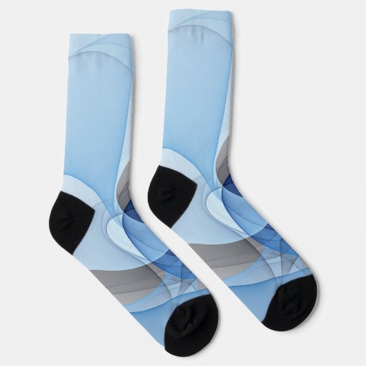 Moderne Abstrakte blaugraue Fraktal Grafik Socken (Rechts)