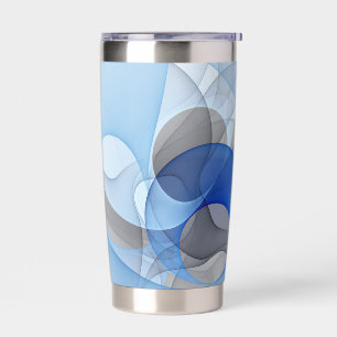 Moderne Abstrakte blaugraue Fraktal Grafik Thermobecher