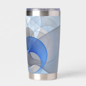 Moderne Abstrakte blaugraue Fraktal Grafik Thermobecher (Rückseite)