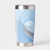 Moderne Abstrakte blaugraue Fraktal Grafik Thermobecher (Vorderseite)