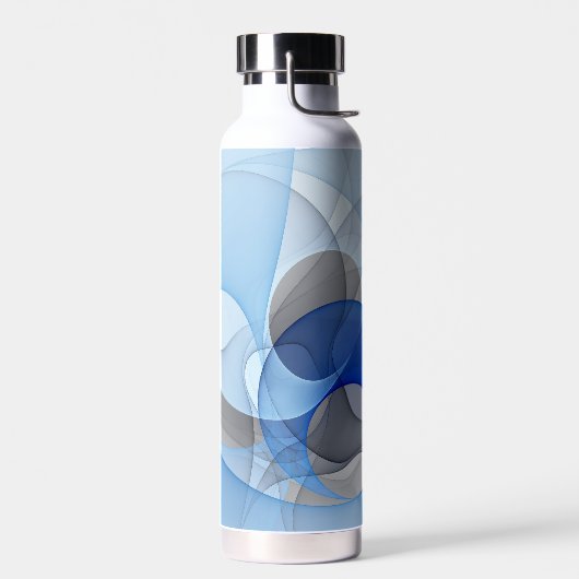 Moderne Abstrakte blaugraue Fraktal Grafik Trinkflasche (Links)