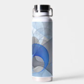 Moderne Abstrakte blaugraue Fraktal Grafik Trinkflasche (Rückseite)