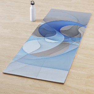 Moderne Abstrakte blaugraue Fraktal Grafik Yogamatte