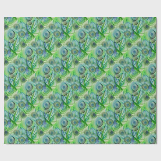 Moderne Abstrakte blaugrüne Blume Geschenkpapier (Flach)