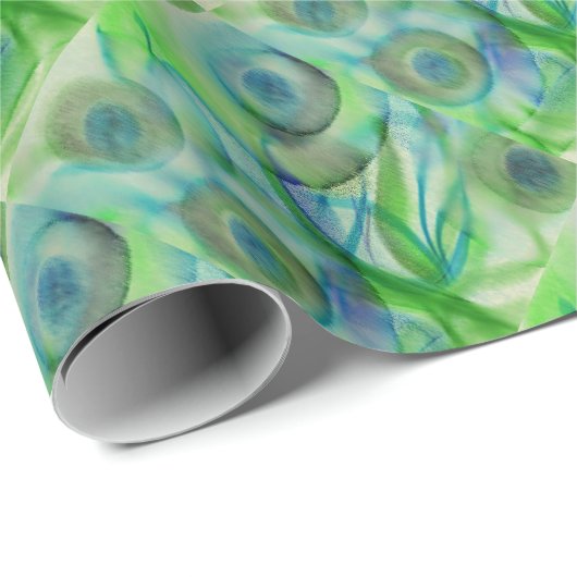 Moderne Abstrakte blaugrüne Blume Geschenkpapier (Rolleneckpunkt)