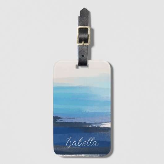 Moderne Abstrakte Blaupaint Splash Custom Gepäckanhänger (Vorderseite Vertikal)