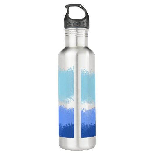 Moderne Abstrakte Blautöne Edelstahlflasche (Rückseite)