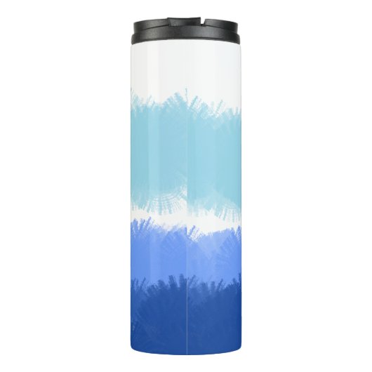 Moderne Abstrakte Blautöne Thermosbecher (Rückseite)