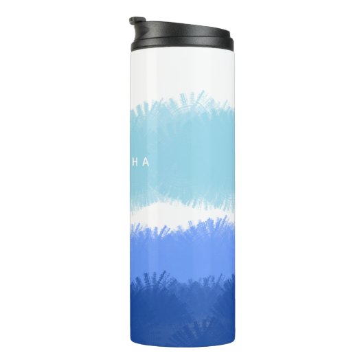 Moderne Abstrakte Blautöne Thermosbecher (Nach rechts gedreht)