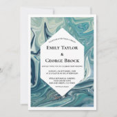 Moderne Abstrakte Blauwellen Künstlerische Minimal Einladung (Vorderseite)