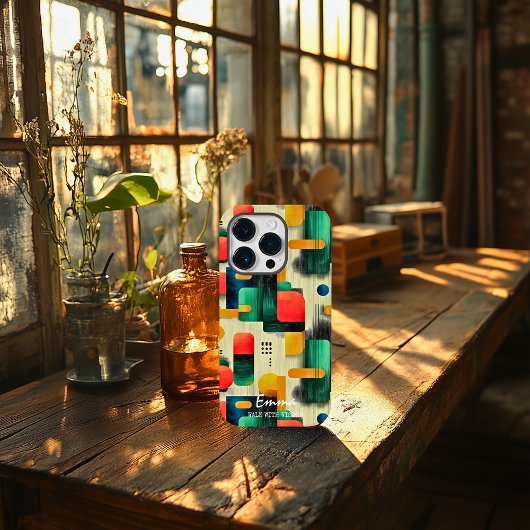 Moderne Abstrakte Blöcke mit Personalisiertem Name Case-Mate iPhone Hülle