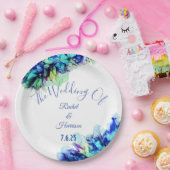 Moderne Abstrakte Blue Aquamarin & Türkise Wedding Pappteller (Party)