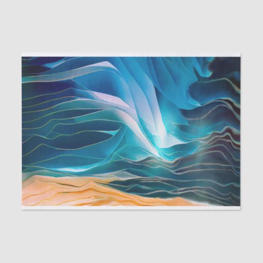 Moderne Abstrakte Blue Beach Wave Seidenpapier (Vorderseite)
