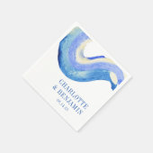Moderne Abstrakte Blue Watercolor Custom Wedding Serviette (Ecke)
