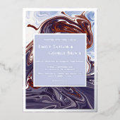 Moderne Abstrakte Blue Wave Sky Chic Silver Weddin Folieneinladung (Vorderseite)