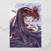 Moderne Abstrakte Blue Wave Sky Chic Silver Weddin Folieneinladung (Rückseite)