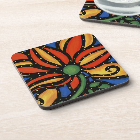 Moderne abstrakte Blume Getränkeuntersetzer (Linke Seite)