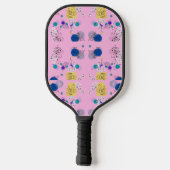 Moderne abstrakte Blume in Rosa Pickleball Schläger (Rückseite)