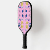 Moderne abstrakte Blume in Rosa Pickleball Schläger (Links)