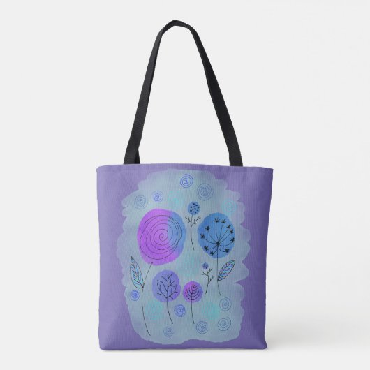 Moderne Abstrakte Blume Kunst Lila Tasche (Rückseite)