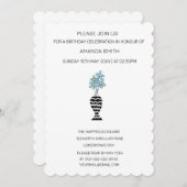 Moderne Abstrakte Blume Niedlich Blauer Blume Gebu Einladung (Vorne/Hinten)