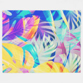Moderne Abstrakte Blumenfarbe Fleecedecke (Vorderseite (Horizontal))