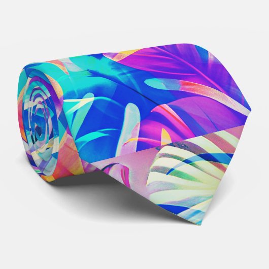 Moderne Abstrakte Blumenfarbe Krawatte (Gerollt)