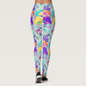 Moderne Abstrakte Blumenfarbe Leggings (Rückseite)