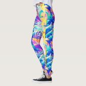Moderne Abstrakte Blumenfarbe Leggings (Links)