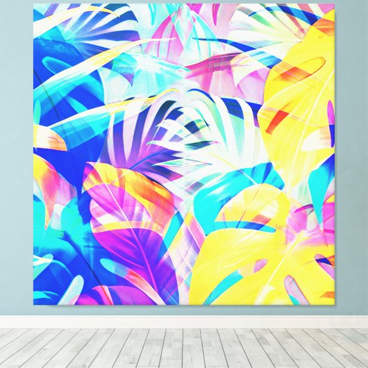 Moderne Abstrakte Blumenfarbe Leinwanddruck (Insitu (Holzboden))