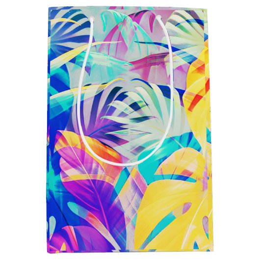 Moderne Abstrakte Blumenfarbe Mittlere Geschenktüte (Vorderseite)