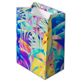 Moderne Abstrakte Blumenfarbe Mittlere Geschenktüte (Rückseite Schrägansicht)
