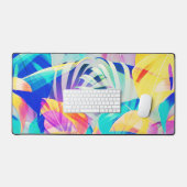 Moderne Abstrakte Blumenfarbe Schreibtischunterlage (Tastatur & Maus)