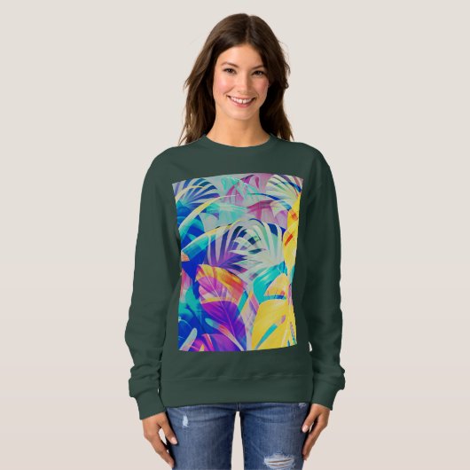 Moderne Abstrakte Blumenfarbe Sweatshirt (Vorne ganz)