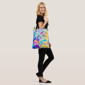 Moderne Abstrakte Blumenfarbe Tasche (Am Model)