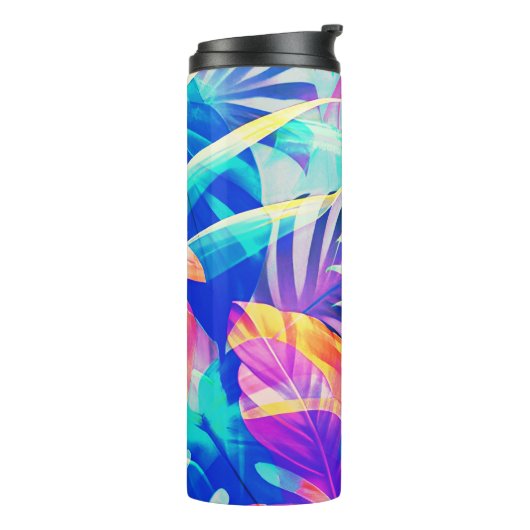 Moderne Abstrakte Blumenfarbe Thermosbecher (Nach links gedreht)