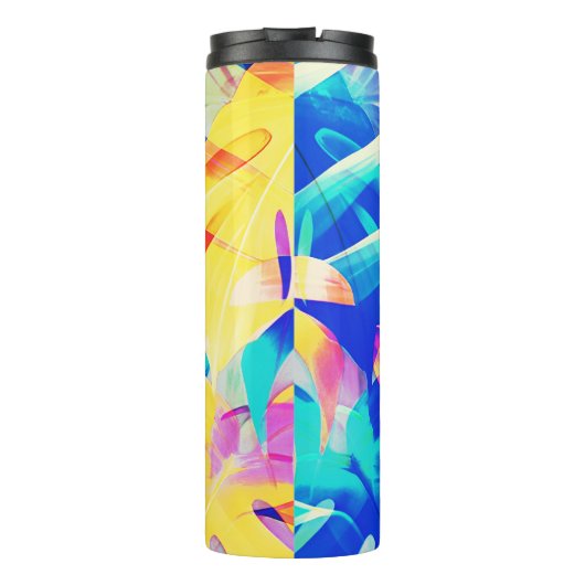 Moderne Abstrakte Blumenfarbe Thermosbecher (Rückseite)