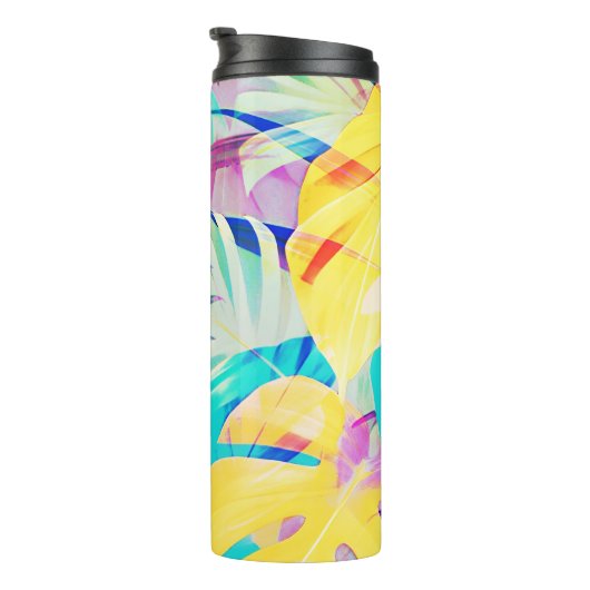 Moderne Abstrakte Blumenfarbe Thermosbecher (Nach rechts gedreht)