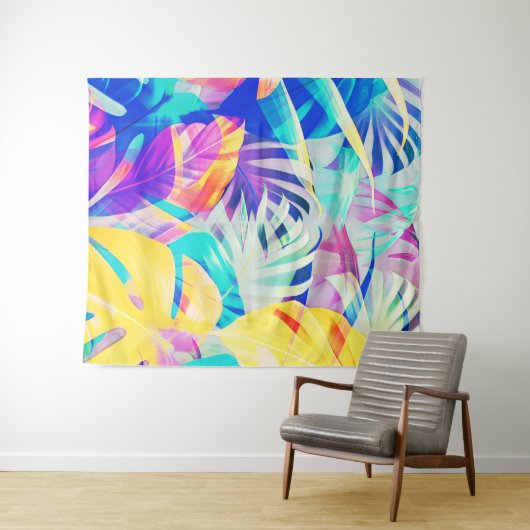 Moderne Abstrakte Blumenfarbe Wandteppich (Beispiel (Horizontal))