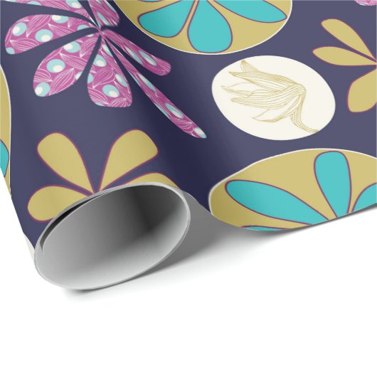 Moderne Abstrakte Blumenfarben Geschenkpapier (Rolleneckpunkt)