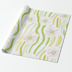 Moderne abstrakte Blumengestaltungslinie (4) Geschenkpapier