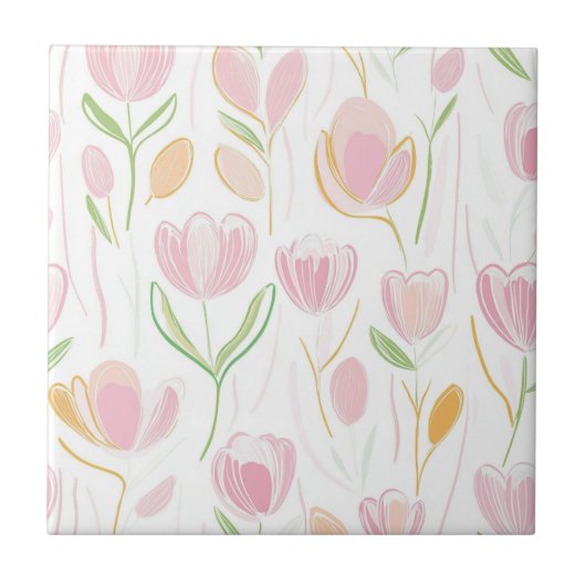 Moderne abstrakte Blumengestaltungslinie (5) Fliese (Vorderseite)