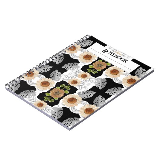 Moderne abstrakte Blumenkunst Notizblock (Linke Seite)