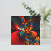 Moderne Abstrakte Blumenkunst Orange Blaues Muster (Stehend Vorderseite)